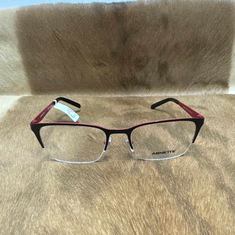 Arnette MAKAII 6126 723 53-19-145 Black/Red Metal Half Rim Eyeglasses Frame New